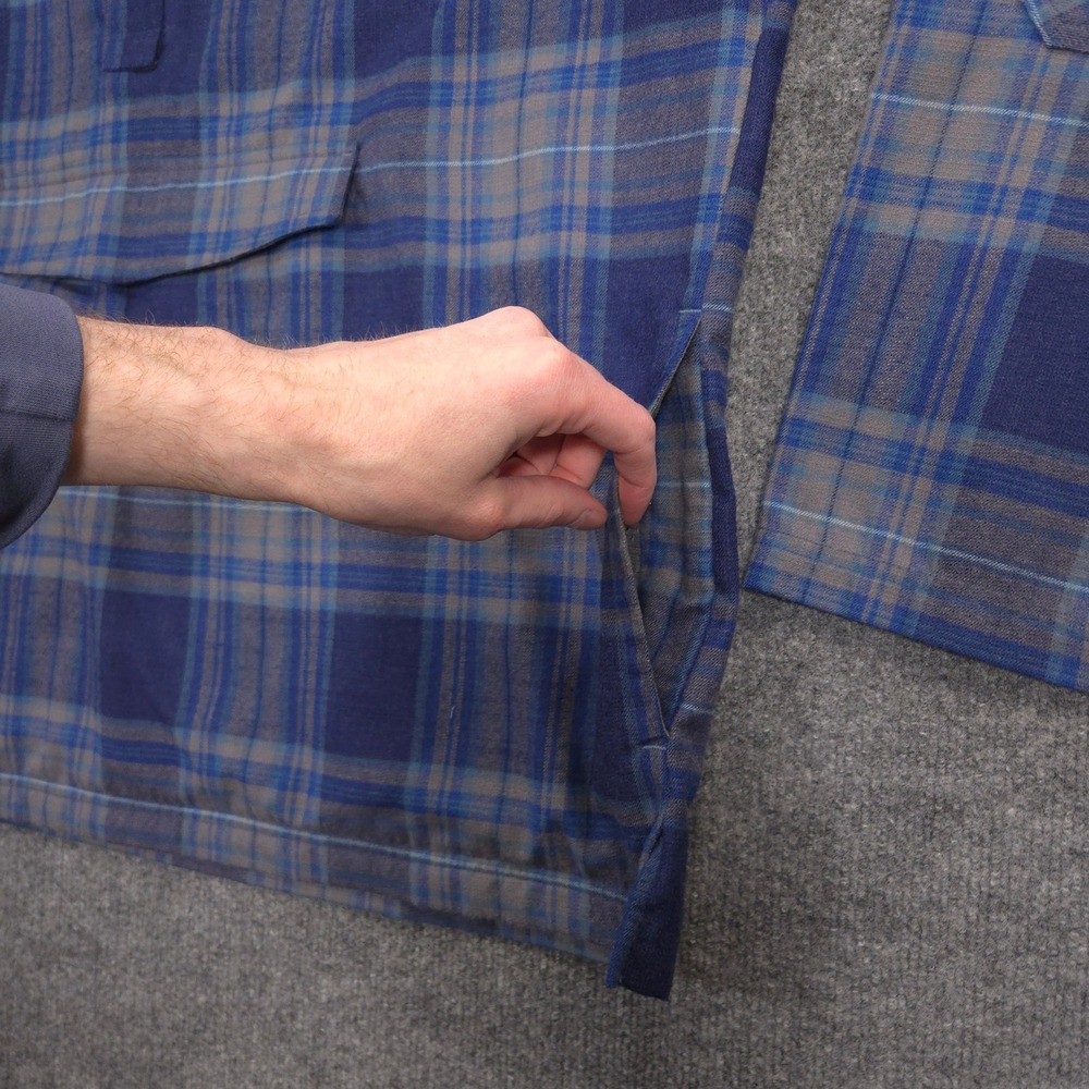 LL Bean Katahdin Performance Flannel Anorak Mens XXL Blue Wool Blend Shacket - Picture 4 of 9